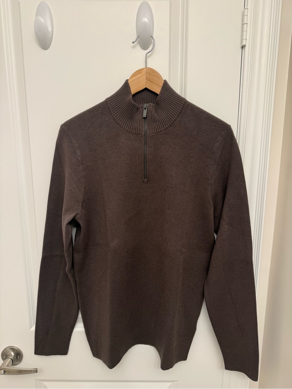 Massimo Dutti Brown Quarter-Zip Knit Sweater
